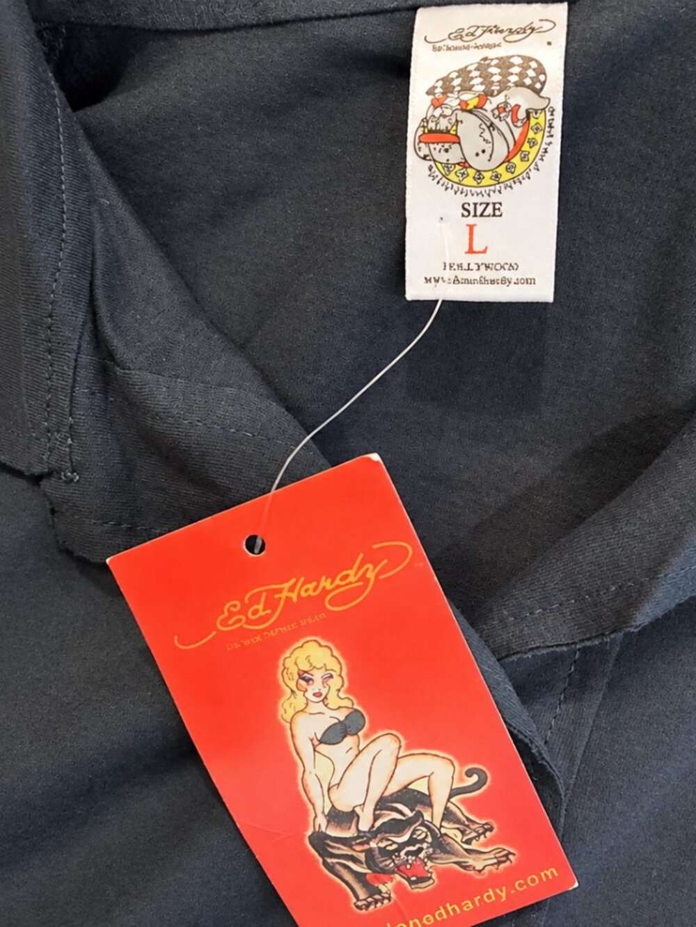 NWT Ed Hardy Women’s Rhinestone New York City Polo Top Size L - Picture 11 of 11